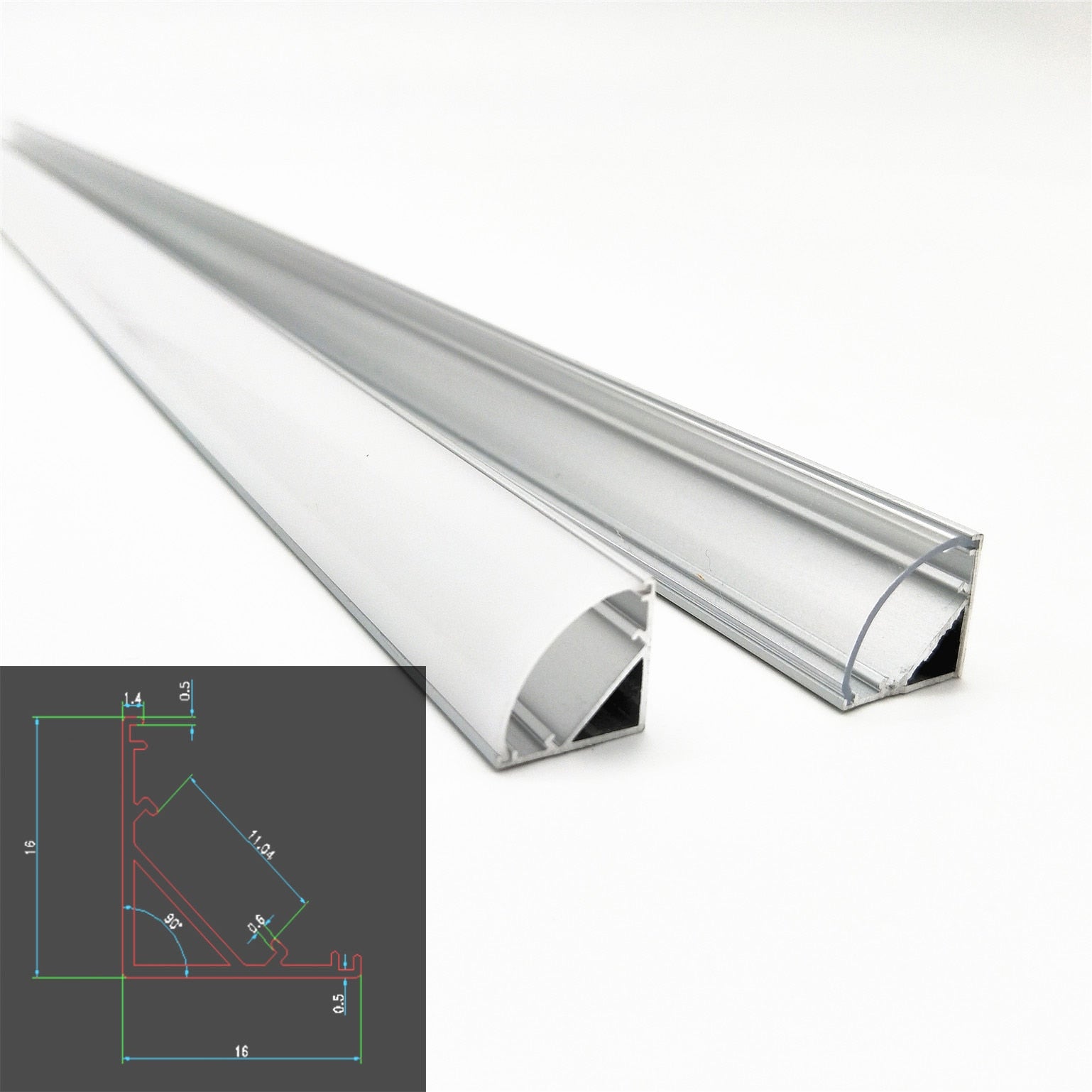 50cm led bar light housing V shape Triangle aluminum profile mikly/clear cover connector Clip channel for 10mm PCB strip
