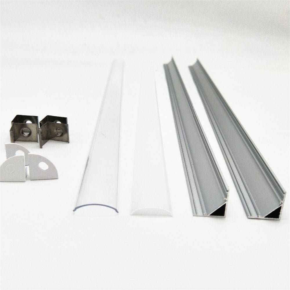 50cm led bar light housing V shape Triangle aluminum profile mikly/clear cover connector Clip channel for 10mm PCB strip