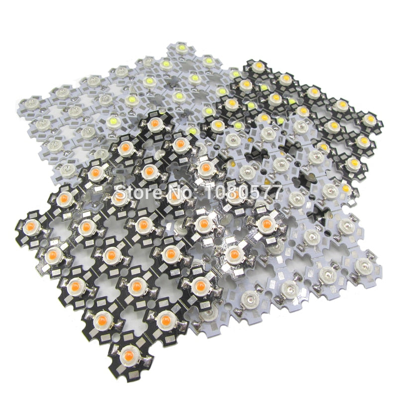 High Power LED Beads Full Spectrum White Warm white Green Blue Deep Red 660nm Royal blue With 20mm Black Star PCB
