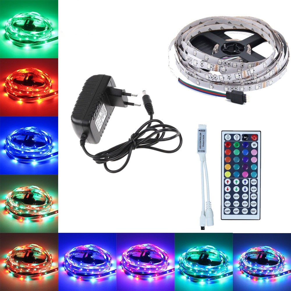 5M 10M RGB LED Strip 12V 60LEDs/m SMD 2835 Waterproof Flexible Tape Ribbon Colorful Rope Light String Lamp +LED Controller +Power