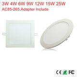 Led Panel light Round/Square Ultra Thin 3w 4w 6w 9w 12w 15w 25w LED Ceiling Recessed Down Light AC85-265V + Driver LED downlight