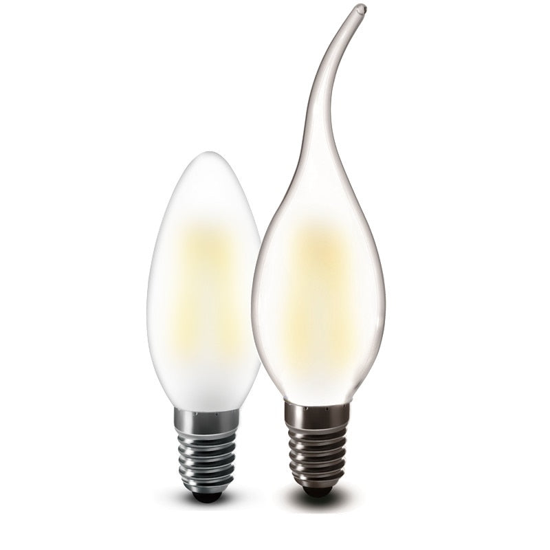 E14 COB LED Candle Lamp C35 B10 2w 4w 6w Flame Frosted LED Filament Bulb light 220v 230v AC Crystal chandelier light source