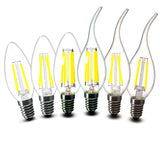 E14 COB LED Candle Lamp C35 B10 2w 4w 6w Flame Frosted LED Filament Bulb light 220v 230v AC Crystal chandelier light source