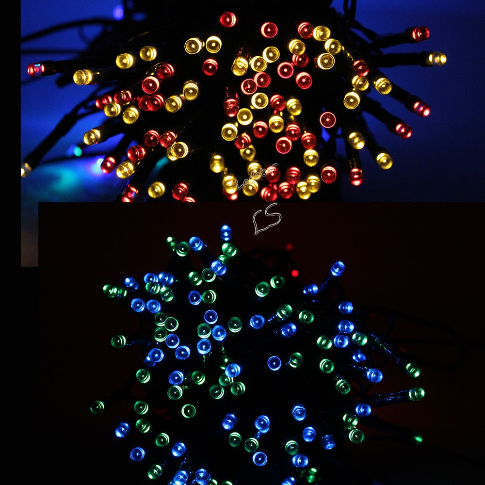 22M 200 Led Christmas Tree Garland Houses/Street Garden Waterproof Solar Chain String Fairy Lights Outdoor Valentines Decoration