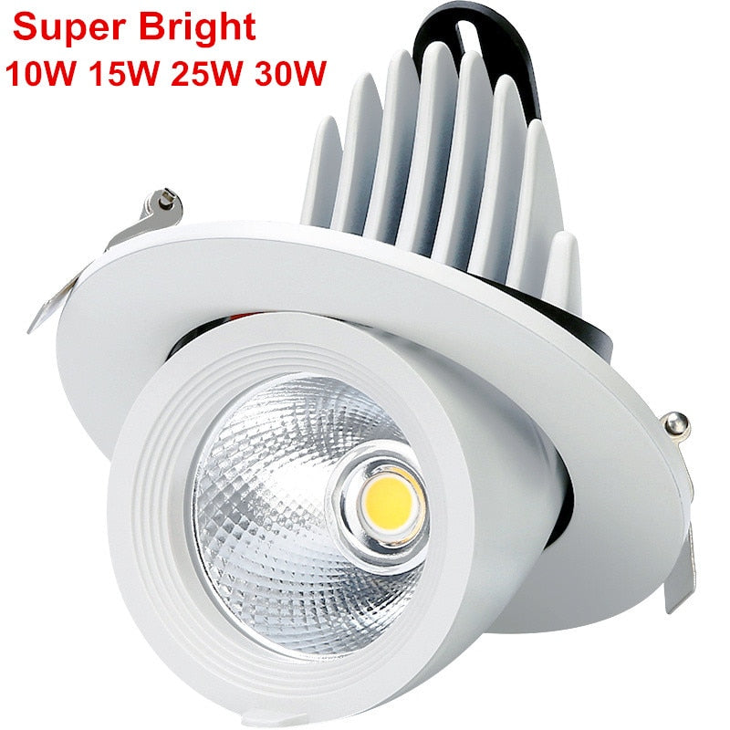 Super Bright 10W 15W 25W 30W LED Trunk Light Gimbal Light Adjustable COB Dimmable Rotation Recessed Ceiling Downlight AC85-265V