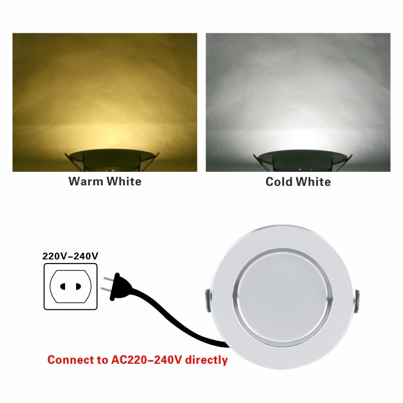 LED Downlight 220V 230V 240V Round Recessed Lamp 3W 5W 7W 9W 12W Led Bulb Bedroom Kitchen Indoor LED Spot Lighting