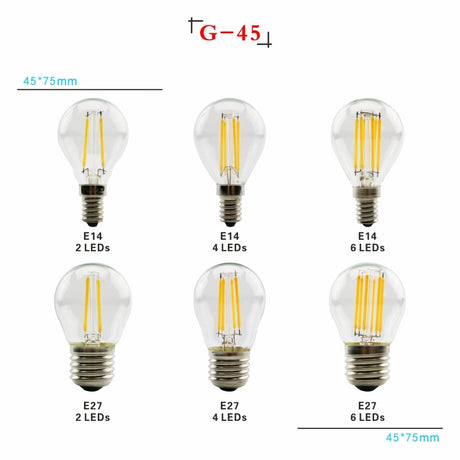 LED Filament Bulb E27 Retro Edison Lamp 220V E14 Vintage Candle Light Globe Chandelier Lighting COB Home Decors Light