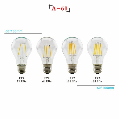 LED Filament Bulb E27 Retro Edison Lamp 220V E14 Vintage Candle Light Globe Chandelier Lighting COB Home Decors Light