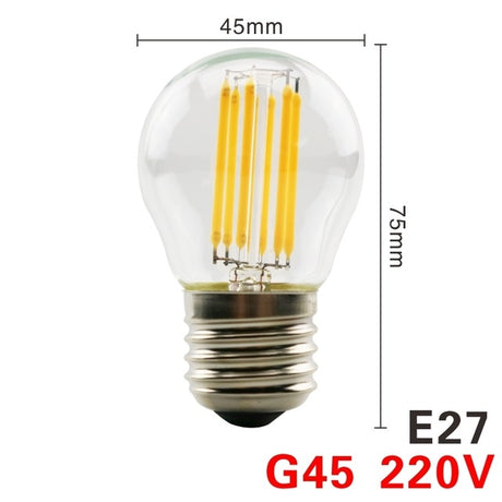 LED Filament Bulb E27 Retro Edison Lamp 220V E14 Vintage Candle Light Globe Chandelier Lighting COB Home Decors Light