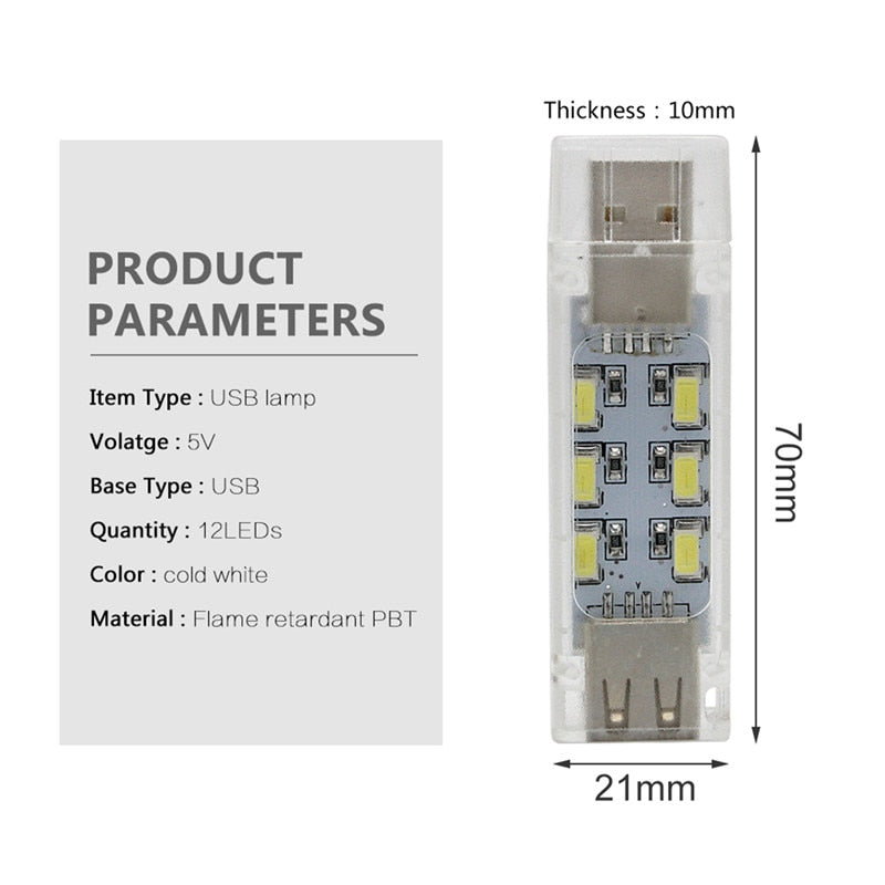 Mini USB LED Night Light 12LEDs 5V Bulb White Lamp for Reading Gadget Notebook Power Bank Computer Laptop night lamp