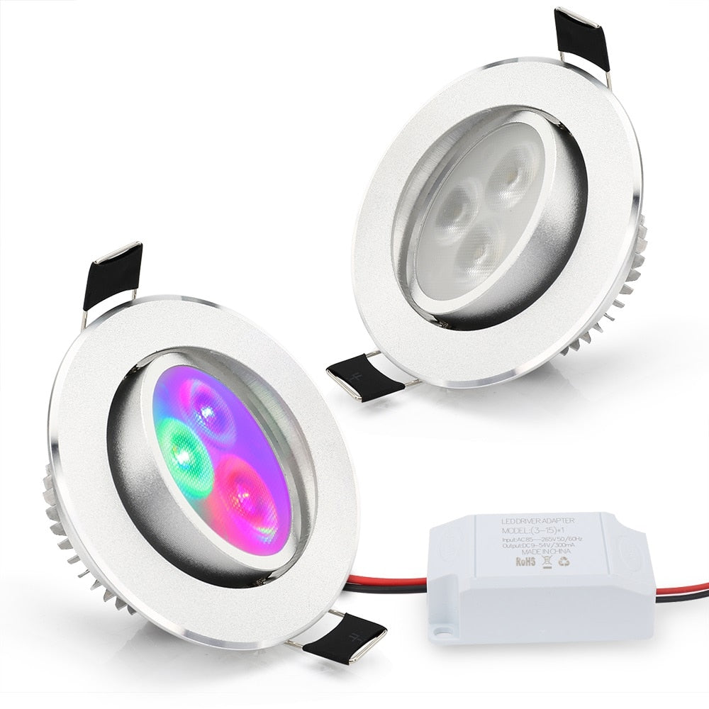 Downlight RGB LED Ceiling Lamp Spot Light with rgb controler 8pcs/lot 5W Recessed led lamp bulb pendant indoor lighting 85-265V