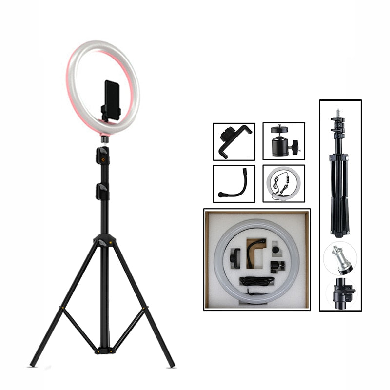 12" Dimmable LED Selfie Ring Light Photo Studio Light Photography Live Video Makeup for mobile phone with Tripod Phone Holder