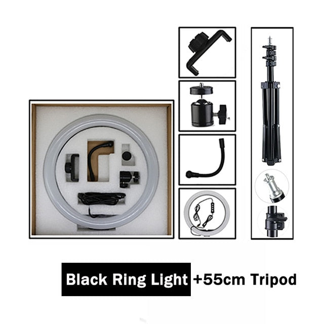 12" Dimmable LED Selfie Ring Light Photo Studio Light Photography Live Video Makeup for mobile phone with Tripod Phone Holder