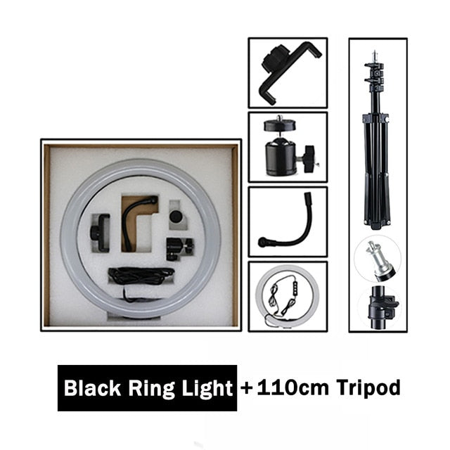 12" Dimmable LED Selfie Ring Light Photo Studio Light Photography Live Video Makeup for mobile phone with Tripod Phone Holder