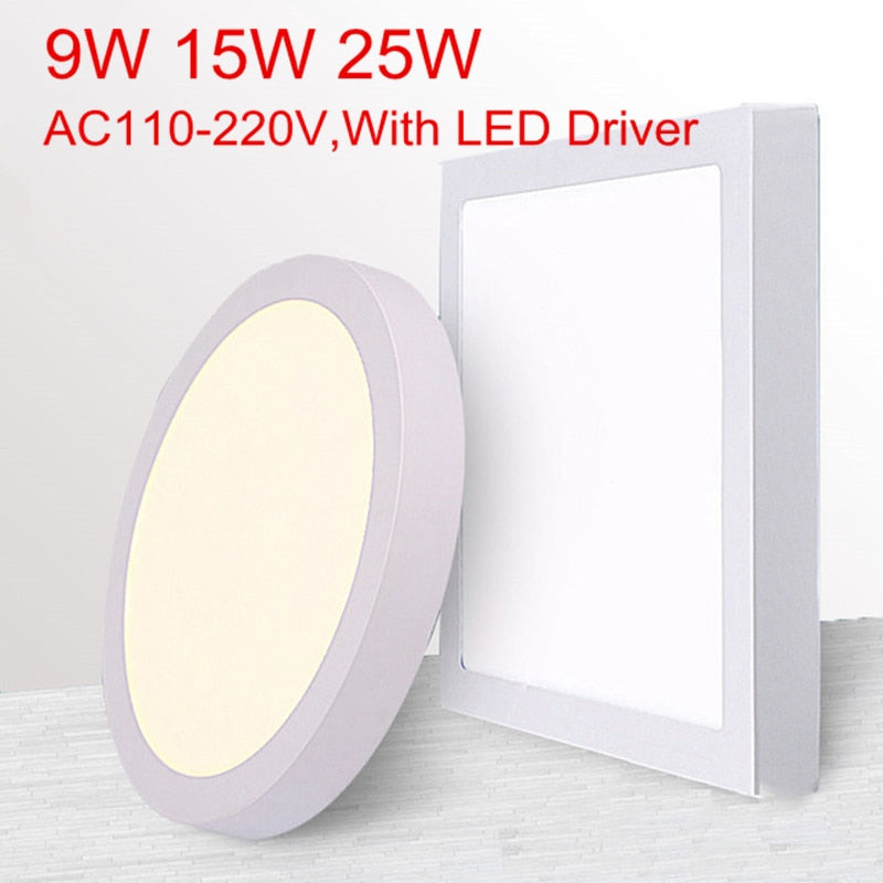 No Cut ceiling 9w 15w 25w Surface mounted led downlight Round/Square panel light Spot Down lamp AC110V 220V+ Driver