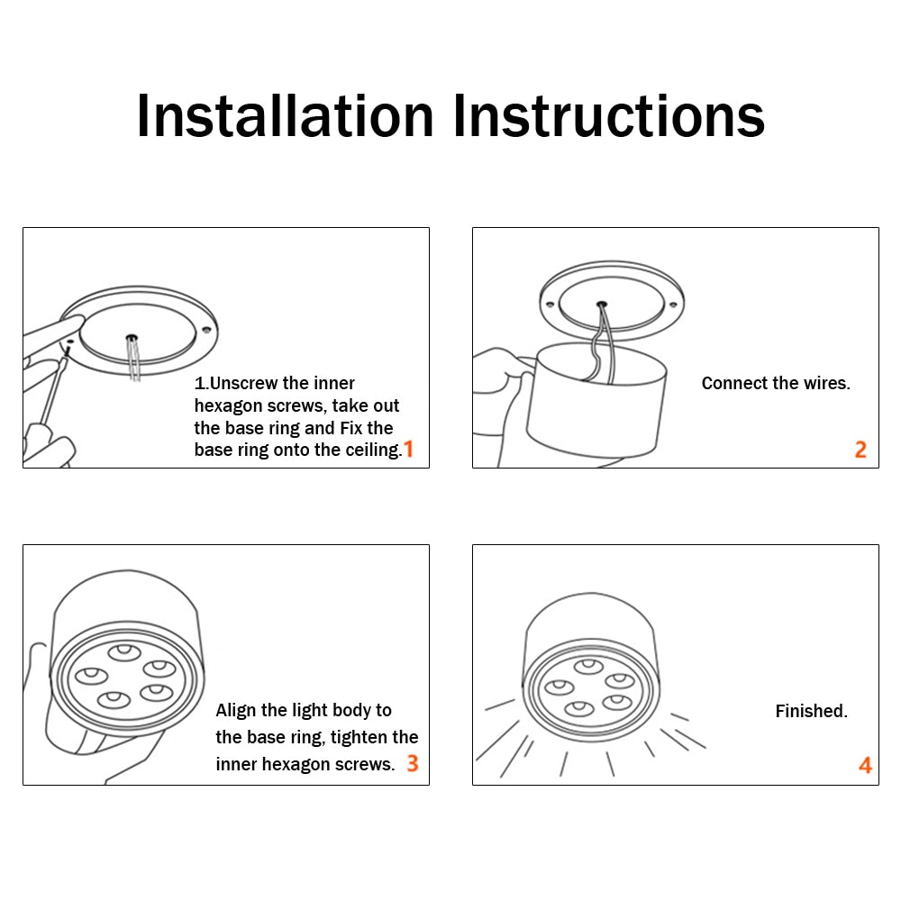 DBF Surface Mounted LED Downlights 3W 5W 7W 12W LED Ceiling Down Lamp Kitchen Bathroom Dimmable LED COB Downlights Lamp