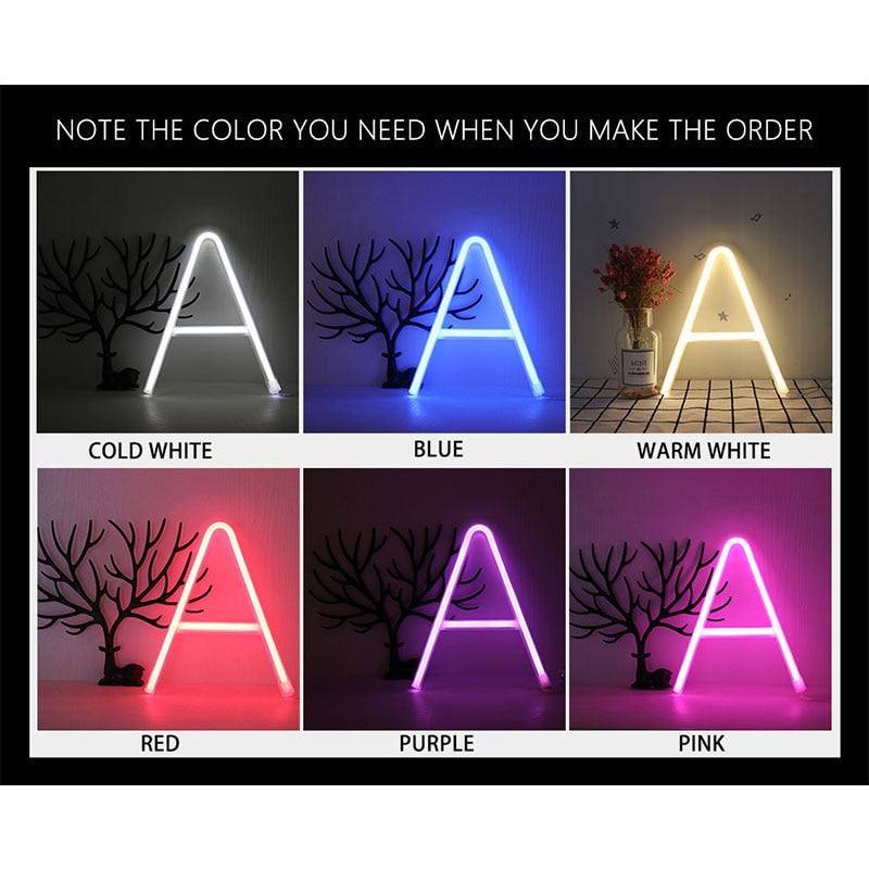 Night Light Neon Alphabet Lamp 26 Letters Number Color Change For Birthday Wedding Party Bedroom Wall Hanging Decor Light Night