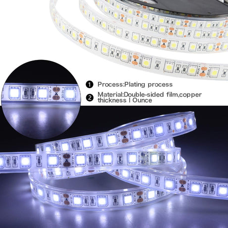 IP68 Waterproof Led Strip Light SMD 5050 Flexible Roll Tape DC 12V 60LEDs/m 5M/lot Aquarium Underwater Swimming pool Decoration