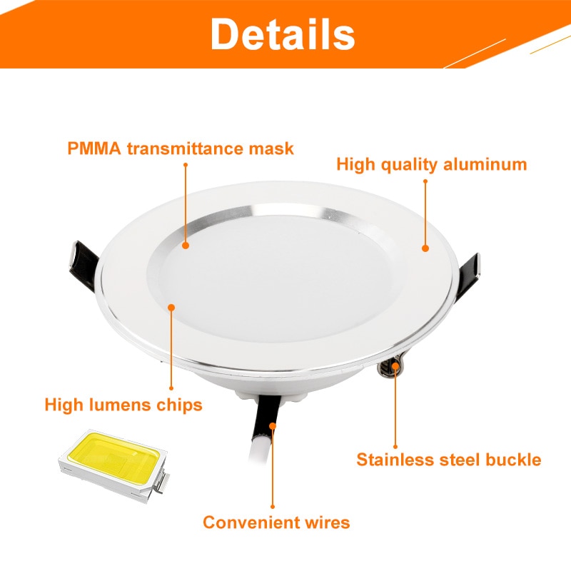 10Pcs LED Downlight 3W 5W 7W 9W 12W 15W Recessed Round LED Light Lamp 220V 240V Indoor Lighting Warm White Cold White