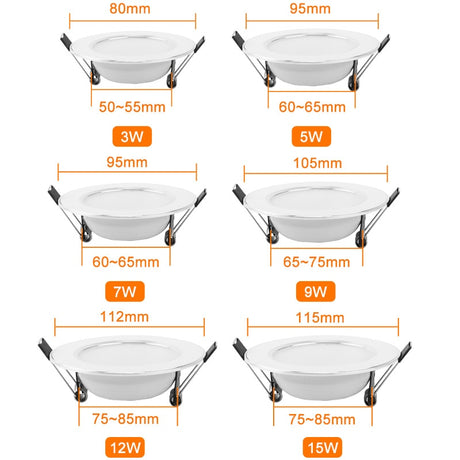 10Pcs LED Downlight 3W 5W 7W 9W 12W 15W Recessed Round LED Light Lamp 220V 240V Indoor Lighting Warm White Cold White