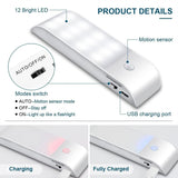 Under Cabinet Lights Kitchen Lighting IR Motion Sensor 12LEDS smd5730 Night Lights USB Chargeable Stair Light Closet Lamp