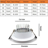 Angle Adjustable LED Dimmable Led downlight lighting COB 3w 5w 7w 12w Spot light 85-265V ceiling recessed Lights Indoor Lighting