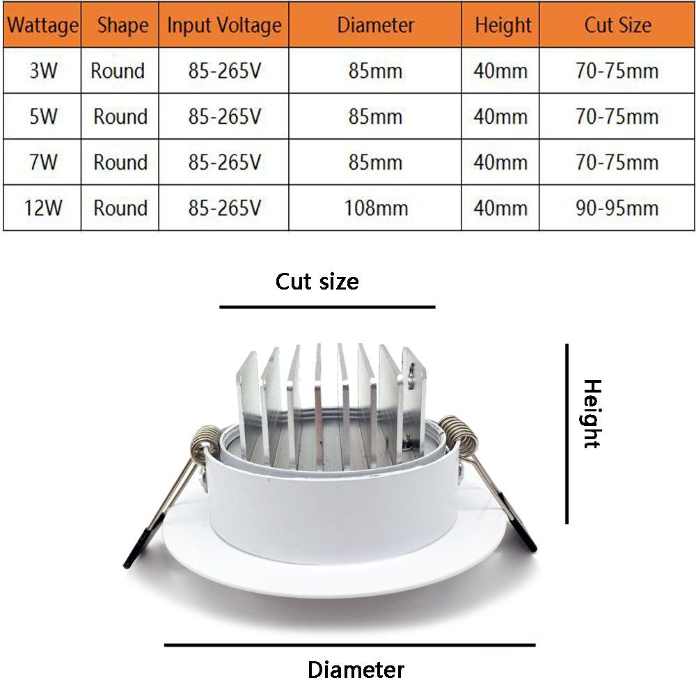 Angle Adjustable LED Dimmable Led downlight lighting COB 3w 5w 7w 12w Spot light 85-265V ceiling recessed Lights Indoor Lighting