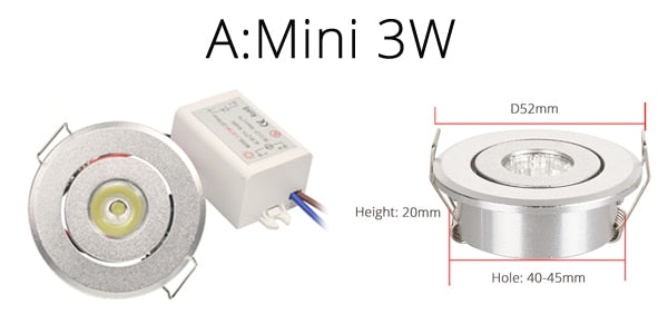 Special Silver Downlight Dimmable LED Mini 1W 3W 4W 5W 7W Warm Nature Pure White Recessed Lamp Spot light Indoor Lighting