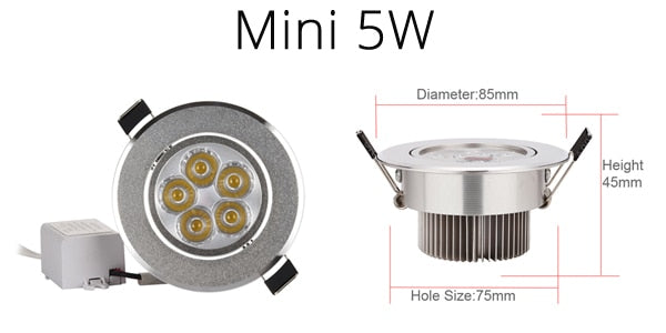Special Silver Downlight Dimmable LED Mini 1W 3W 4W 5W 7W Warm Nature Pure White Recessed Lamp Spot light Indoor Lighting