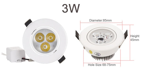 Residential LED Downlight Dimmable 1W 3W 4W 5W 7W Warm Nature Pure White 110V 220V Recessed LED Lamp Spot Light Indoor Lighting