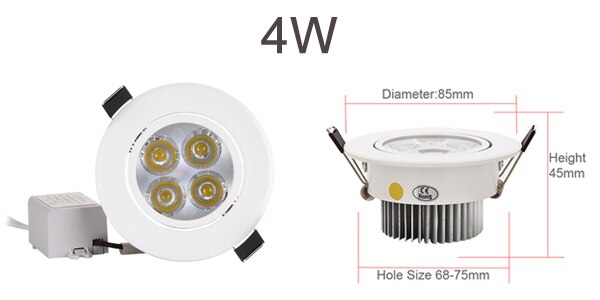 Residential LED Downlight Dimmable 1W 3W 4W 5W 7W Warm Nature Pure White 110V 220V Recessed LED Lamp Spot Light Indoor Lighting