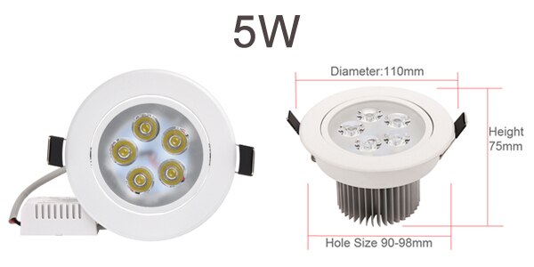 Residential LED Downlight Dimmable 1W 3W 4W 5W 7W Warm Nature Pure White 110V 220V Recessed LED Lamp Spot Light Indoor Lighting