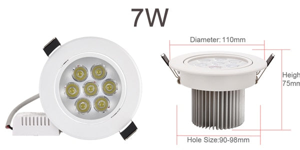 Residential LED Downlight Dimmable 1W 3W 4W 5W 7W Warm Nature Pure White 110V 220V Recessed LED Lamp Spot Light Indoor Lighting