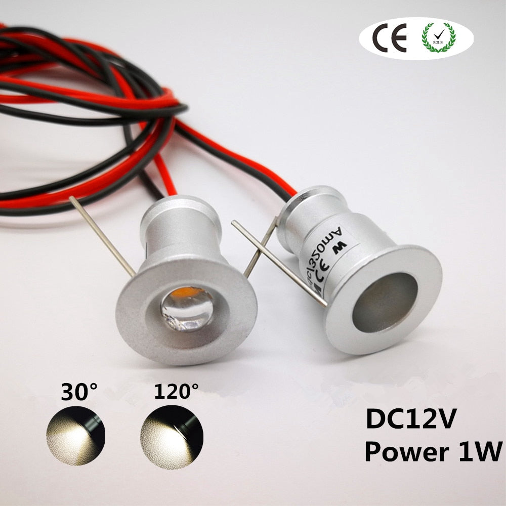 LED Mini 1W Downlight Ceiling 15mm Cutout Recessed Bedroom Kitchen Spot Light DC12V Spot Lighting 30D/120D Wine Cabinet Lamp CE