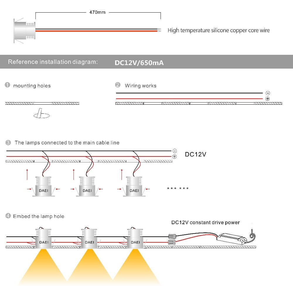 LED Mini 1W Downlight Ceiling 15mm Cutout Recessed Bedroom Kitchen Spot Light DC12V Spot Lighting 30D/120D Wine Cabinet Lamp CE