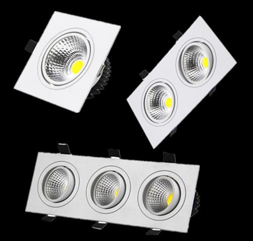 White dimmable led downlight lamp 7W 9w 12w 15w 35w cob led spot 220V / 110V ceiling recessed downlights square led panel light