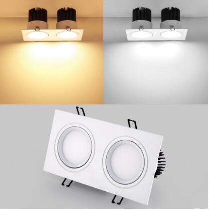 Energy saving Recessed 1pcs Double LED Dimmable white Downlight COB 10W 20W LED Spot light decoration Ceiling Lamp AC 110V 220V