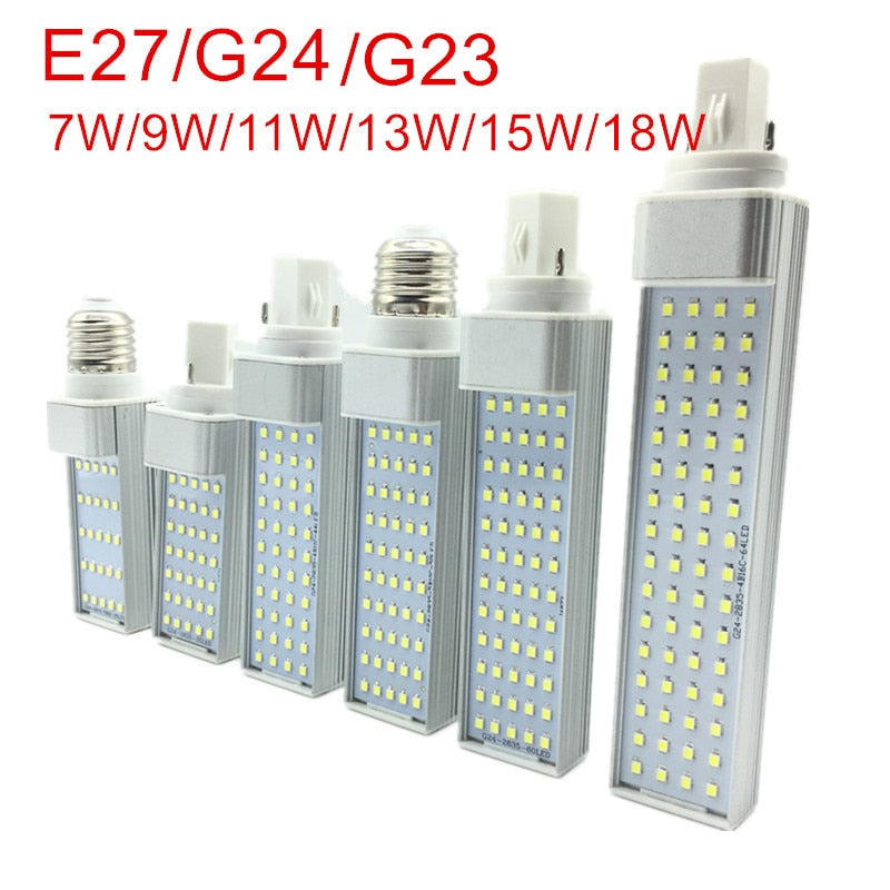 G23/E27/G24 LED Horizontal Bulb 7W 9W 11W 13W 15W 18W LED indoor Spotlight AC85-265V Warm White/Cold White LED Bulb lamps lights