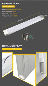 LED Clean Lamp Tube Light 0.6m 26W AC 110V 220V SMD2835 led Wall Lamp Purification Indoor Home Dustproof Anti fog Bar Commercial
