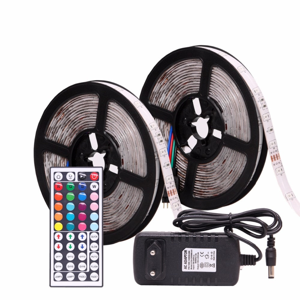 RGB LED Strip Waterproof 2835 5M 10M DC12V Fita LED Light Strip Neon LED 12V Flexible Tape Ledstrip With Controller and Adapter
