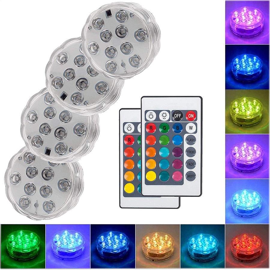 10 Led Remote Controlled RGB Submersible Light Battery Operated Underwater Night Lamp Outdoor Vase Bowl Garden Party Decoration - LED Lights For Sale : Affordable LED Solutions : Wholesale Prices