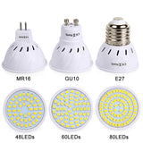 LED Bulb 220V 240V MR16 GU10 LED Lamp LED Spotlight Bulb Lampada 48 60 80 LEDs SMD 2835 For Indoor Home Spot Light