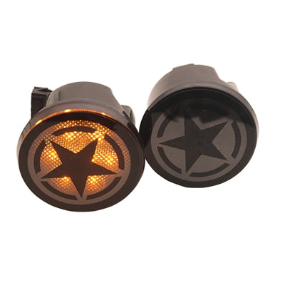 Combo for 2007-2015 Jeep Wrangler Smoke Lens Amber LED Front Turn Signal Light + Fender Side Marker Parking Lamp