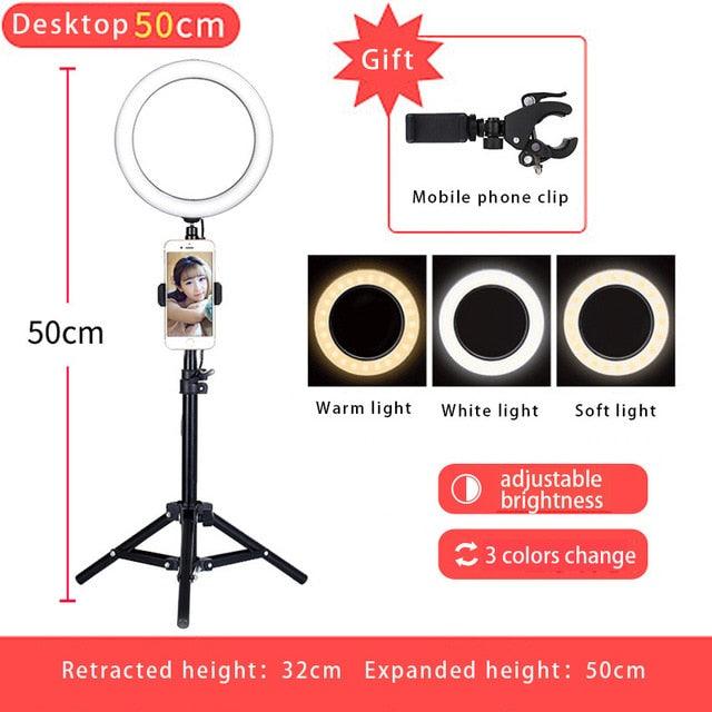 10'' 26CM Photography LED Selfie Ring Light three-speed cold and warm stepless Lighting Dimmable with USB Plug Lamp - LED Lights For Sale : Affordable LED Solutions : Wholesale Prices