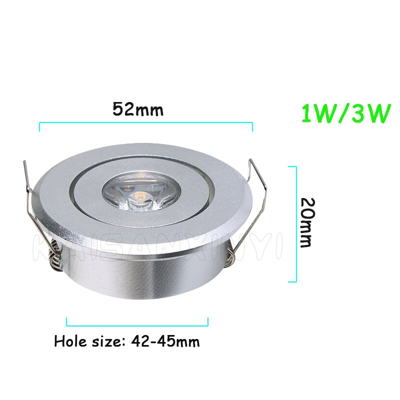 Dimmable 3W Mini Round 3W High Power LED Recessed Ceiling Down Light Lamps LED Downlights for Living Room Cabinet Bedroom