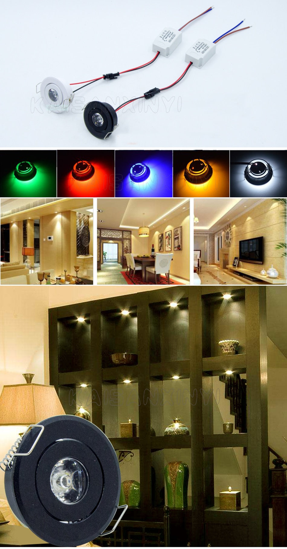 Dimmable 3W Mini Round 3W High Power LED Recessed Ceiling Down Light Lamps LED Downlights for Living Room Cabinet Bedroom