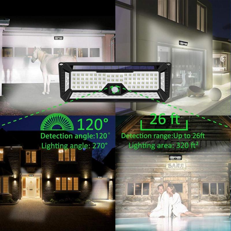 136LED 1300LM Sensor Solar Garden Light Waterproof PIR Motion Outdoor LED Solar Lamp 3 Modes Security Pool Door Solar Lighting