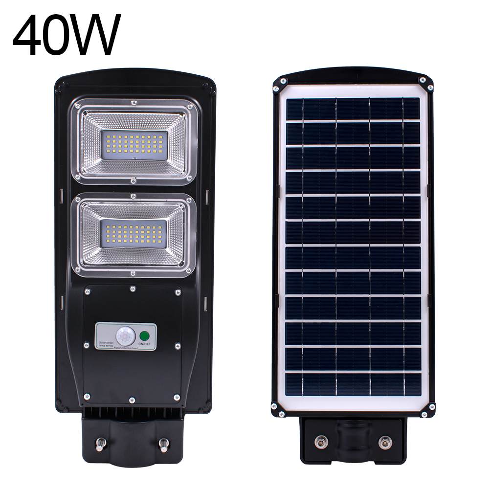 Waterproof Outdoor Wall Street Light 40W Solar Powered Radar Motion+Light/Remote Control for Garden Yard Street Flood Lamp