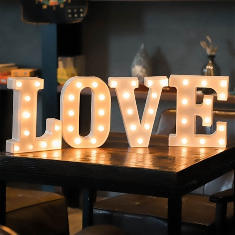 16CM LED Letter Night Light Light Alphabet Battery Home Club Wall Decoration Party Wedding Birthday Decors Valentine's Day Gift