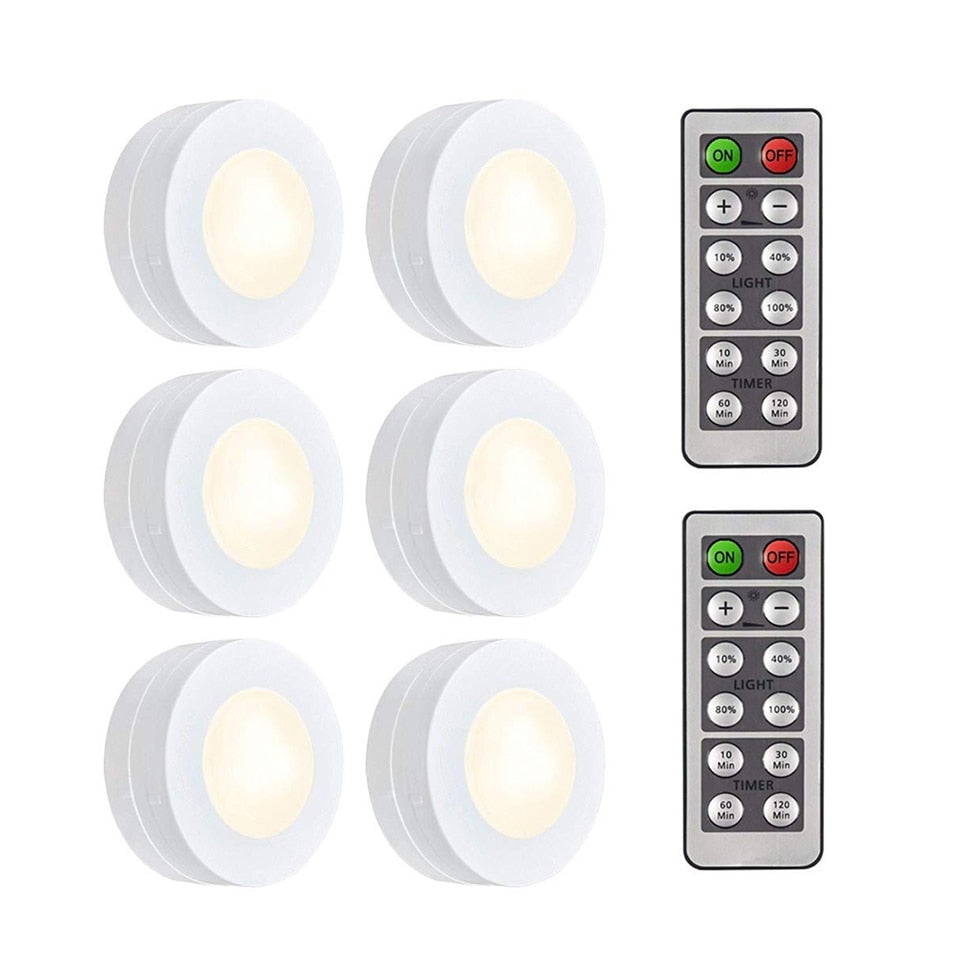 Touch Sensor LED Under Cabinets Lights Dimmable LED Puck Light For Kitchen Wardrobe Stair Closet Night Lamp Battery Powered